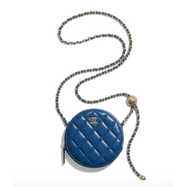 シャネル スーパーコピー チェーンクラッチ ラムスキン ブルー 2021SS